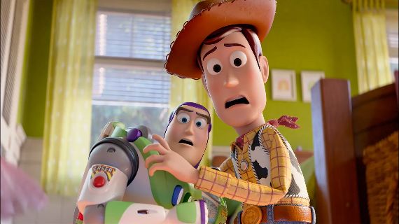 Woody and Buzz looking scared